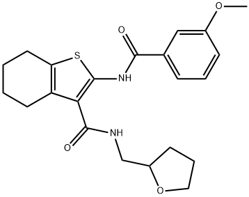 2-[(3-methoxybenzoyl)amino]-N-(oxolan-2-ylmethyl)-4,5,6,7-tetrahydro-1-benzothiophene-3-carboxamide Struktur