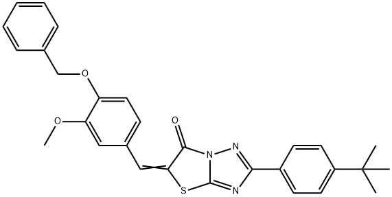 (5Z)-2-(4-tert-butylphenyl)-5-[(3-methoxy-4-phenylmethoxyphenyl)methylidene]-[1,3]thiazolo[3,2-b][1,2,4]triazol-6-one Struktur