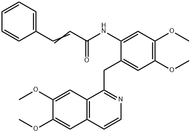 (E)-N-[2-[(6,7-dimethoxyisoquinolin-1-yl)methyl]-4,5-dimethoxyphenyl]-3-phenylprop-2-enamide Struktur