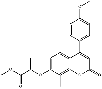 methyl 2-[4-(4-methoxyphenyl)-8-methyl-2-oxochromen-7-yl]oxypropanoate Struktur