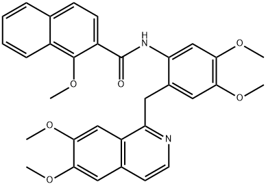 N-[2-[(6,7-dimethoxyisoquinolin-1-yl)methyl]-4,5-dimethoxyphenyl]-1-methoxynaphthalene-2-carboxamide Struktur