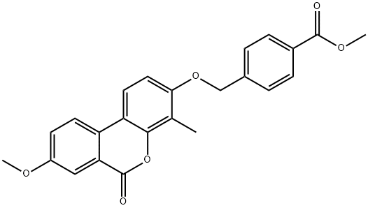 methyl 4-[(8-methoxy-4-methyl-6-oxobenzo[c]chromen-3-yl)oxymethyl]benzoate Struktur