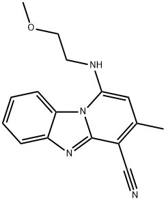 1-(2-methoxyethylamino)-3-methylpyrido[1,2-a]benzimidazole-4-carbonitrile Struktur