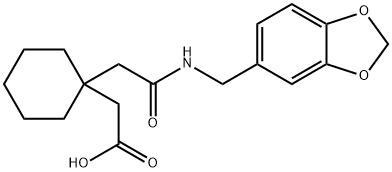 2-[1-[2-(1,3-benzodioxol-5-ylmethylamino)-2-oxoethyl]cyclohexyl]acetic acid Struktur