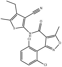 N-(3-cyano-4-ethyl-5-methylthiophen-2-yl)-3-(2,6-dichlorophenyl)-5-methyl-1,2-oxazole-4-carboxamide Struktur