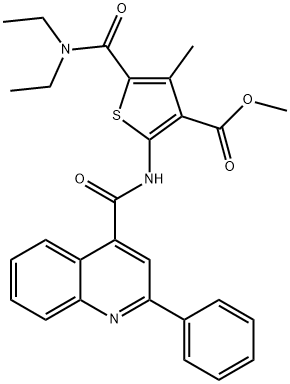 methyl 5-(diethylcarbamoyl)-4-methyl-2-[(2-phenylquinoline-4-carbonyl)amino]thiophene-3-carboxylate Struktur