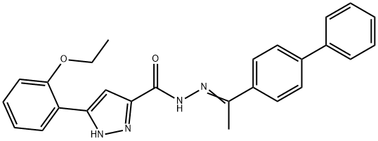 3-(2-ethoxyphenyl)-N-[(E)-1-(4-phenylphenyl)ethylideneamino]-1H-pyrazole-5-carboxamide Struktur