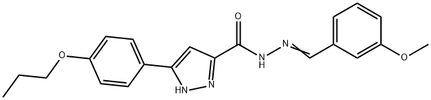 N-[(E)-(3-methoxyphenyl)methylideneamino]-3-(4-propoxyphenyl)-1H-pyrazole-5-carboxamide Struktur