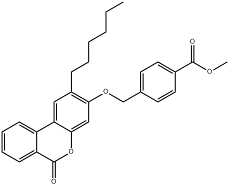 methyl 4-[(2-hexyl-6-oxobenzo[c]chromen-3-yl)oxymethyl]benzoate Struktur