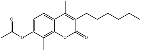 (3-hexyl-4,8-dimethyl-2-oxochromen-7-yl) acetate Struktur