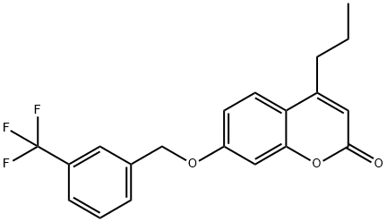 4-propyl-7-[[3-(trifluoromethyl)phenyl]methoxy]chromen-2-one Struktur