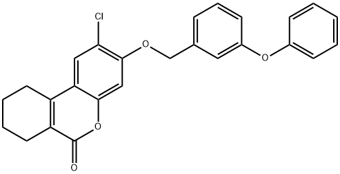 2-chloro-3-[(3-phenoxyphenyl)methoxy]-7,8,9,10-tetrahydrobenzo[c]chromen-6-one Struktur