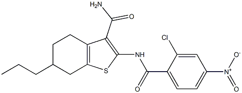 2-[(2-chloro-4-nitrobenzoyl)amino]-6-propyl-4,5,6,7-tetrahydro-1-benzothiophene-3-carboxamide Struktur