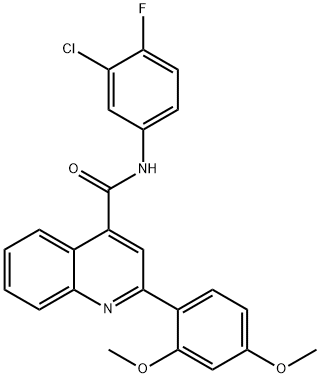 N-(3-chloro-4-fluorophenyl)-2-(2,4-dimethoxyphenyl)quinoline-4-carboxamide Struktur