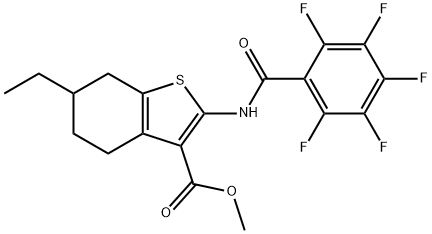 methyl 6-ethyl-2-[(2,3,4,5,6-pentafluorobenzoyl)amino]-4,5,6,7-tetrahydro-1-benzothiophene-3-carboxylate Struktur