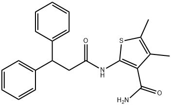 2-(3,3-diphenylpropanoylamino)-4,5-dimethylthiophene-3-carboxamide Struktur