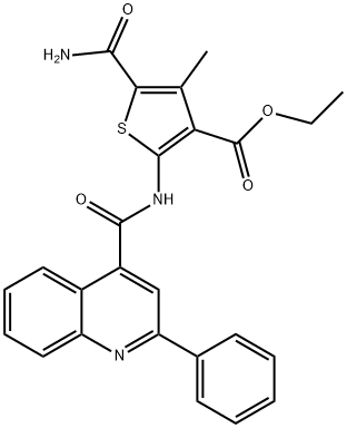 ethyl 5-carbamoyl-4-methyl-2-[(2-phenylquinoline-4-carbonyl)amino]thiophene-3-carboxylate Struktur