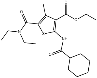 ethyl 2-(cyclohexanecarbonylamino)-5-(diethylcarbamoyl)-4-methylthiophene-3-carboxylate Struktur