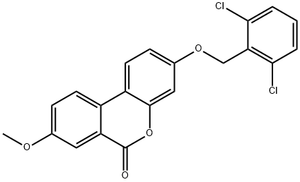 3-[(2,6-dichlorophenyl)methoxy]-8-methoxybenzo[c]chromen-6-one Struktur