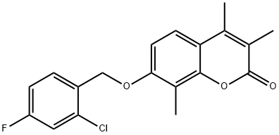 7-[(2-chloro-4-fluorophenyl)methoxy]-3,4,8-trimethylchromen-2-one Struktur