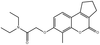 N,N-diethyl-2-[(6-methyl-4-oxo-2,3-dihydro-1H-cyclopenta[c]chromen-7-yl)oxy]acetamide Struktur