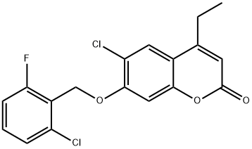 6-chloro-7-[(2-chloro-6-fluorophenyl)methoxy]-4-ethylchromen-2-one Struktur