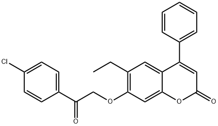 7-[2-(4-chlorophenyl)-2-oxoethoxy]-6-ethyl-4-phenylchromen-2-one Struktur