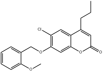 6-chloro-7-[(2-methoxyphenyl)methoxy]-4-propylchromen-2-one Struktur