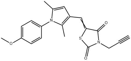 (5E)-5-[[1-(4-methoxyphenyl)-2,5-dimethylpyrrol-3-yl]methylidene]-3-prop-2-ynyl-1,3-thiazolidine-2,4-dione Struktur