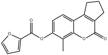 (6-methyl-4-oxo-2,3-dihydro-1H-cyclopenta[c]chromen-7-yl) furan-2-carboxylate Struktur