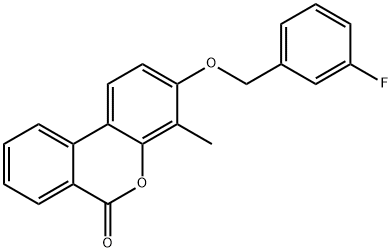 3-[(3-fluorophenyl)methoxy]-4-methylbenzo[c]chromen-6-one Struktur