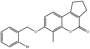 7-[(2-bromophenyl)methoxy]-6-methyl-2,3-dihydro-1H-cyclopenta[c]chromen-4-one Struktur