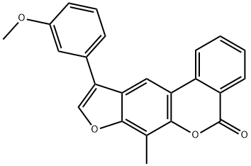 10-(3-methoxyphenyl)-7-methyl-[1]benzofuro[6,5-c]isochromen-5-one Struktur