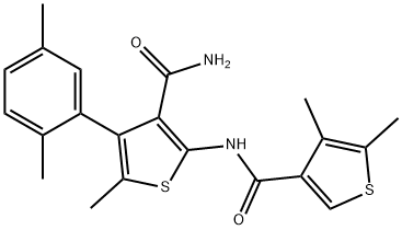 4-(2,5-dimethylphenyl)-2-[(4,5-dimethylthiophene-3-carbonyl)amino]-5-methylthiophene-3-carboxamide Struktur