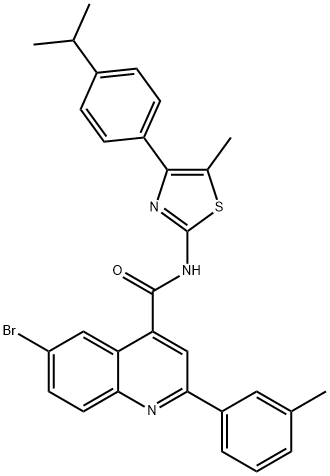 6-bromo-2-(3-methylphenyl)-N-[5-methyl-4-(4-propan-2-ylphenyl)-1,3-thiazol-2-yl]quinoline-4-carboxamide Struktur