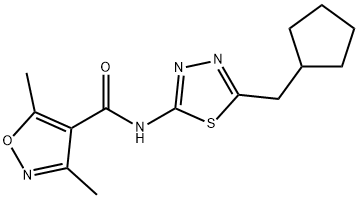 N-[5-(cyclopentylmethyl)-1,3,4-thiadiazol-2-yl]-3,5-dimethyl-1,2-oxazole-4-carboxamide Struktur