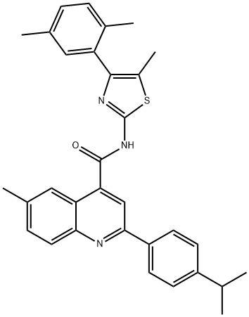 N-[4-(2,5-dimethylphenyl)-5-methyl-1,3-thiazol-2-yl]-6-methyl-2-(4-propan-2-ylphenyl)quinoline-4-carboxamide Struktur