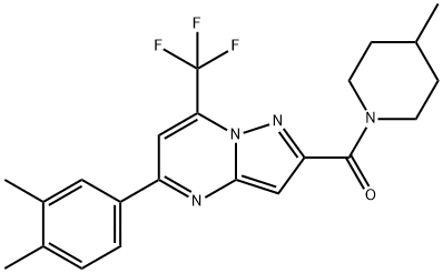 [5-(3,4-dimethylphenyl)-7-(trifluoromethyl)pyrazolo[1,5-a]pyrimidin-2-yl]-(4-methylpiperidin-1-yl)methanone Struktur