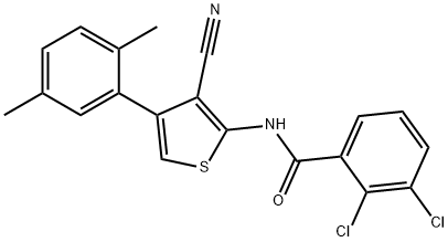 2,3-dichloro-N-[3-cyano-4-(2,5-dimethylphenyl)thiophen-2-yl]benzamide Struktur