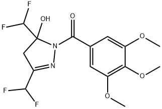 [3,5-bis(difluoromethyl)-5-hydroxy-4H-pyrazol-1-yl]-(3,4,5-trimethoxyphenyl)methanone Struktur