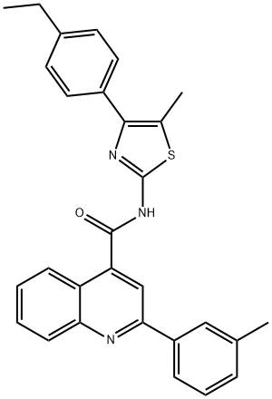 N-[4-(4-ethylphenyl)-5-methyl-1,3-thiazol-2-yl]-2-(3-methylphenyl)quinoline-4-carboxamide Struktur