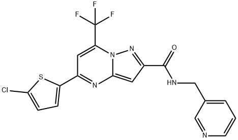 5-(5-chlorothiophen-2-yl)-N-(pyridin-3-ylmethyl)-7-(trifluoromethyl)pyrazolo[1,5-a]pyrimidine-2-carboxamide Struktur