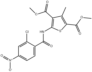 dimethyl 5-[(2-chloro-4-nitrobenzoyl)amino]-3-methylthiophene-2,4-dicarboxylate Struktur