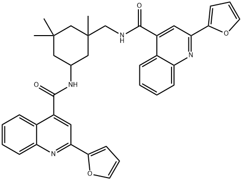 2-(furan-2-yl)-N-[[5-[[2-(furan-2-yl)quinoline-4-carbonyl]amino]-1,3,3-trimethylcyclohexyl]methyl]quinoline-4-carboxamide Struktur