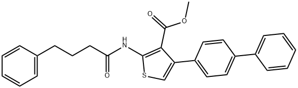 methyl 2-(4-phenylbutanoylamino)-4-(4-phenylphenyl)thiophene-3-carboxylate Struktur