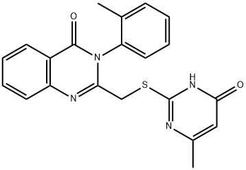 2-[(6-methyl-4-oxo-1H-pyrimidin-2-yl)sulfanylmethyl]-3-(2-methylphenyl)quinazolin-4-one Struktur