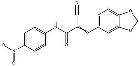 (E)-3-(1,3-benzodioxol-5-yl)-2-cyano-N-(4-nitrophenyl)prop-2-enamide Struktur