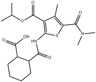 2-[[5-(dimethylcarbamoyl)-4-methyl-3-propan-2-yloxycarbonylthiophen-2-yl]carbamoyl]cyclohexane-1-carboxylic acid Struktur