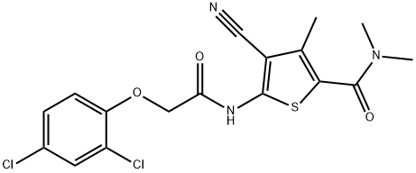 4-cyano-5-[[2-(2,4-dichlorophenoxy)acetyl]amino]-N,N,3-trimethylthiophene-2-carboxamide Struktur