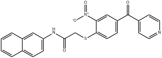 N-naphthalen-2-yl-2-[2-nitro-4-(pyridine-4-carbonyl)phenyl]sulfanylacetamide Struktur